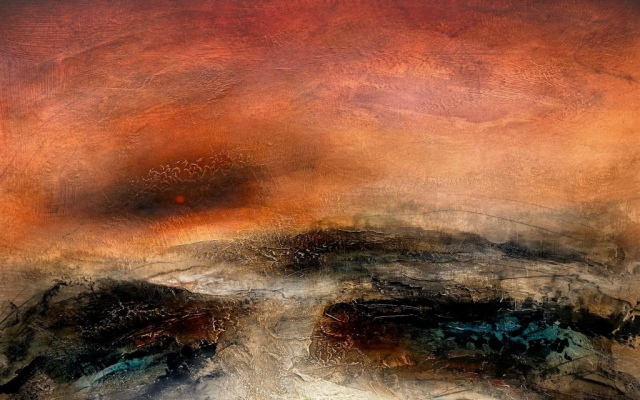 'The Hidden Sun' contemporary landscape painting by Paul Denham